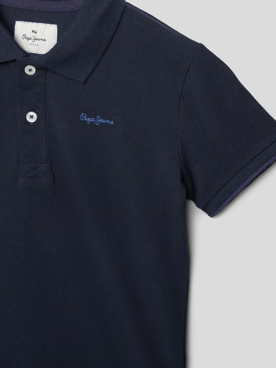 Pepe Jeans Poloshirt met labelprint, model 'THOR' Marineblauw - 2