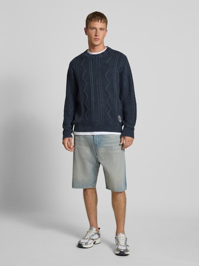 Pepe Jeans Regular fit gebreide pullover van puur katoen, model 'PERRY' Marineblauw - 1