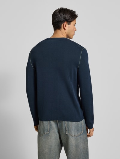 Marc O'Polo Denim Regular fit gebreide pullover van katoenmix Marineblauw - 5