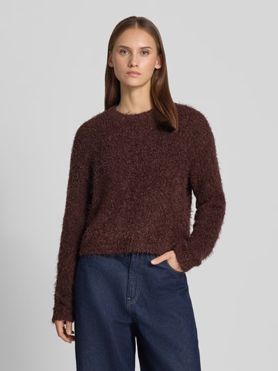 NOISY MAY® Strickpullover mit Rundhalsausschnitt Modell 'SASSY' Schoko 4