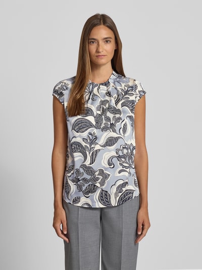 comma Bluzka z okrągłym dekoltem Szaroniebieski 4