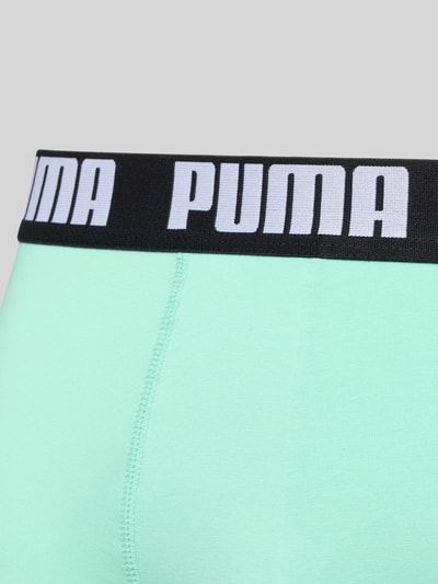 Produktfoto, Trunks aus Baumwoll-Mix im 2er-Pack von PUMA, miętowy kolor, elastyczny pas z logo, dopasowany krój, bawełna z elastanem