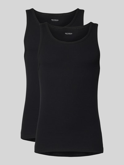 Productfoto, Slim Fit Top met ronde hals in 2-pack van MCNEAL, elastische katoenmix, heren top, zwart, fijne textuur