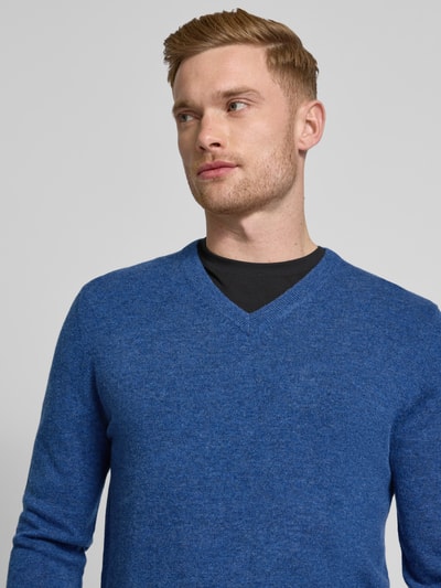 Christian Berg Men Wollpullover mit V-Ausschnitt und Kaschmir-Anteil Jeansblau Melange 3