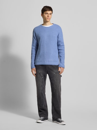 REVIEW Gebreide pullover met ribboorden Rookblauw - 1