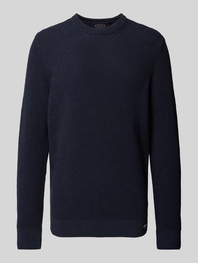 Superdry Gebreide pullover met structuurmotief en ronde hals Donkerblauw - 2