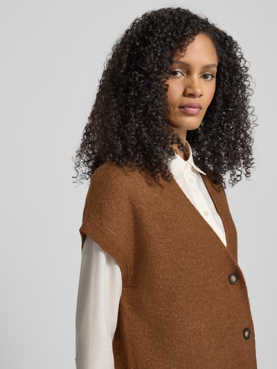 Christian Berg Woman Regular fit mouwloos vest met wol en V-hals Cognac - 3