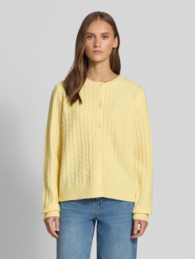 PIECES Regular fit gebreid jack met wol model 'SILLY' Geel - 4