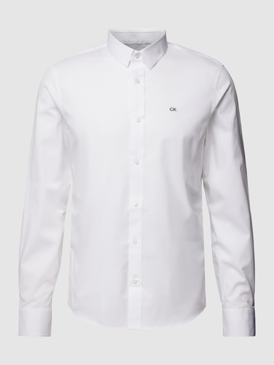 CK Calvin Klein Slim Fit Business-Hemd mit Kentkragen Modell 'POPLIN' Weiss 2