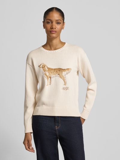 Lauren Ralph Lauren Sweter z dzianiny z detalem z logo model ‘RIEDNEE’ Écru 4
