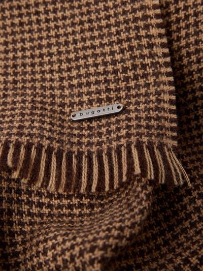 bugatti Szal z żywej wełny z frędzlami Ciemnobrązowy 2