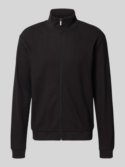 BOSS Bluza rozpinana o kroju regular fit z piki bawełnianej Czarny 2