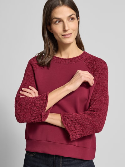 Marc Cain Relaxed Fit Pullover mit Strick-Besatz Kirsche 3