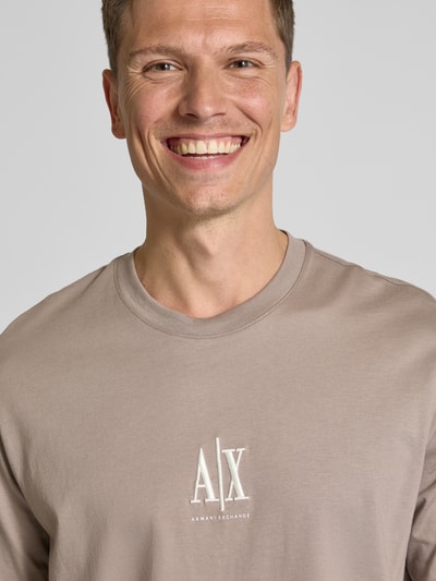 ARMANI EXCHANGE T-shirt met labelprint Taupe - 3