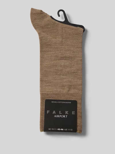 Produktfoto, Socken mit geripptem Abschluss von Falke, braun meliert, Schurwoll-Baumwoll-Mix mit Stretch-Anteil, körpernaher Schnitt