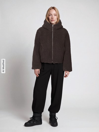 VERO MODA Teddyjacke mit Kapuze Schoko 1