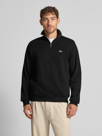 Lacoste Bluza z kołnierzem o kroju regular fit z czystej bawełny Czarny 4