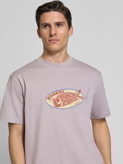 WOODBIRD T-Shirt mit Label-Print Modell 'Baine' Flieder 3