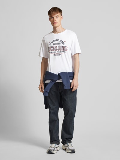 Jack & Jones T-Shirt mit Label-Print Modell 'ELOGO' Weiss 1