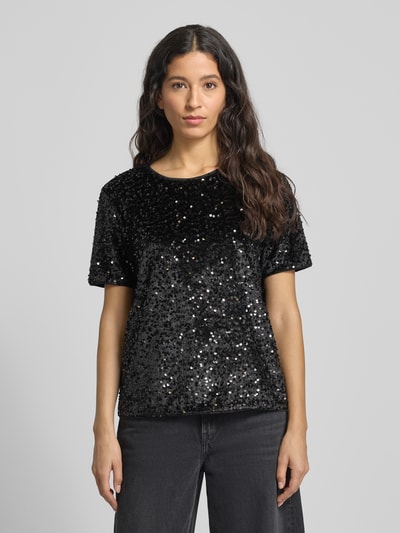 s.Oliver RED LABEL Relaxed fit T-shirt met pailletten Zwart - 4