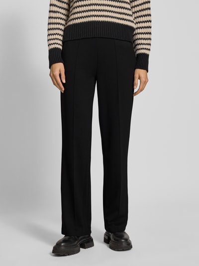 monari Spodnie materiałowe z elastycznym paskiem z logo Czarny 4