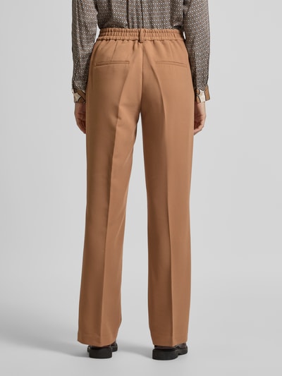 Milano Italy Flared cut stoffen broek met elastische band Camel - 5