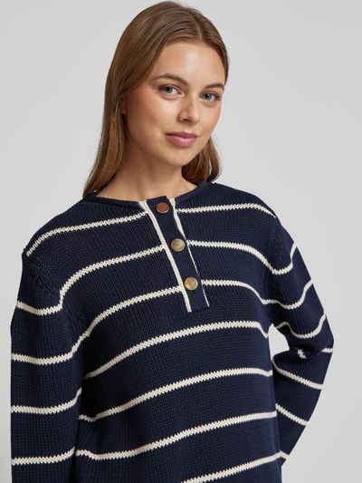 Brax Strickpullover mit kurzer Knopfleiste Marine 3