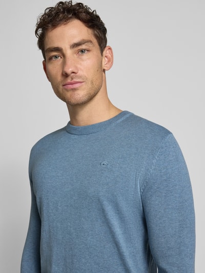 Tom Tailor Regular Fit Strickpullover aus reiner Baumwolle Jeansblau 3