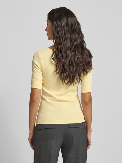 Marc Cain T-shirt met ronde hals en mouwen met opslag Lichtgeel - 5