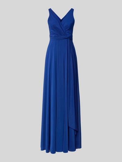 Produktfoto, Abendkleid mit V-Ausschnitt und rückseitigem Reißverschluss von TROYDEN COLLECTION in blauw, taillered fit, Maxi-jurk, wikkellook, V-hals, ruglengte 140 cm, borstwijdte 34 cm, gladde textuur