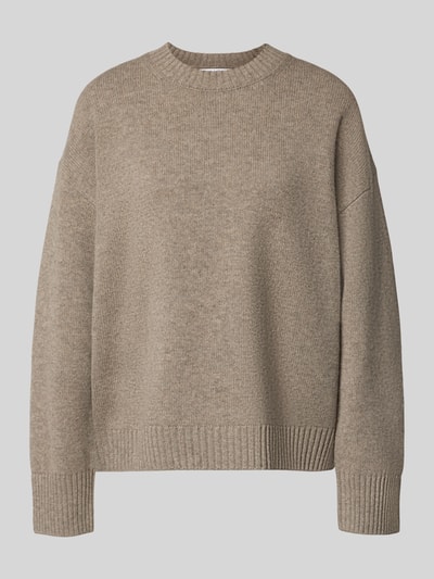 Produktfoto, Regular Fit Pullover aus Woll-Mix mit Kaschmir-Anteil von MYON, beige Strick-Optik, Rundhalsausschnitt, glatte Textur