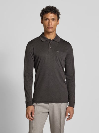 Christian Berg Men Regular fit poloshirt in design met lange mouwen Grafiet - 4