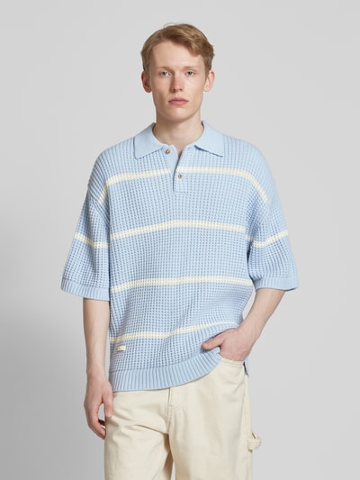 BLKVIS Relaxed fit poloshirt met structuurmotief Lichtblauw - 4