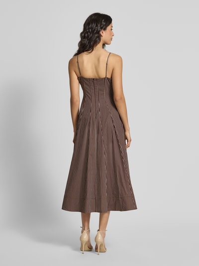 Staud Midikleid mit Spaghettiträgern Modell 'WYLIE' Dunkelbraun 5