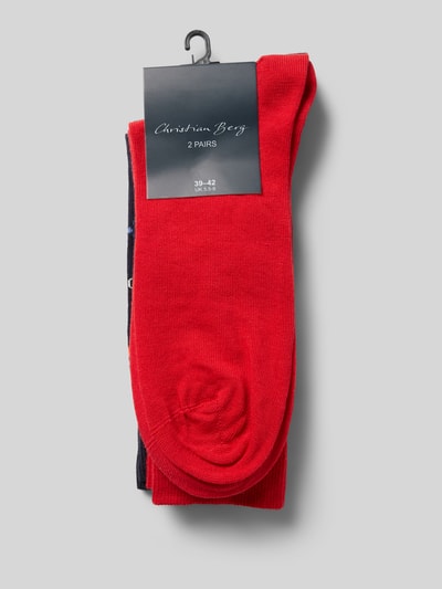 Christian Berg Men Sokken met elastische ribboordjes in een set van 2 paar Rood - 3