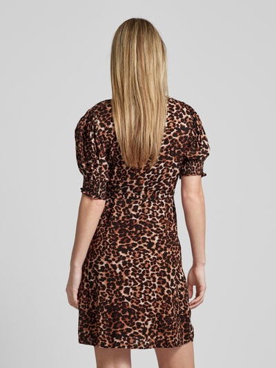 Pieces Knielanges Wickelkleid mit Animal-Print Modell 'TALA' Camel 5