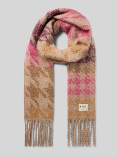 Produktfoto, Schal mit Allover-Muster Modell 'Landina' von Barts, braune und pinke Farben, weiche Textur, Damen Schal von Barts