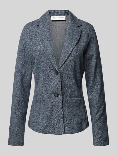 Marc O'Polo Shaped Fit Blazer mit Fischgrätmuster aus Baumwoll-Mix Hellgrau Melange 2