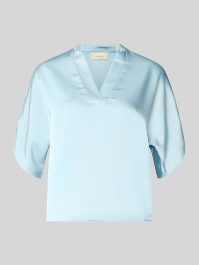 Produktfoto, Regular Fit Bluse aus Satin mit V-Ausschnitt Modell 'Anelle' von Neo Noir, hellblau, glatte Satin-Haptik, 1/2-Arm, Damen