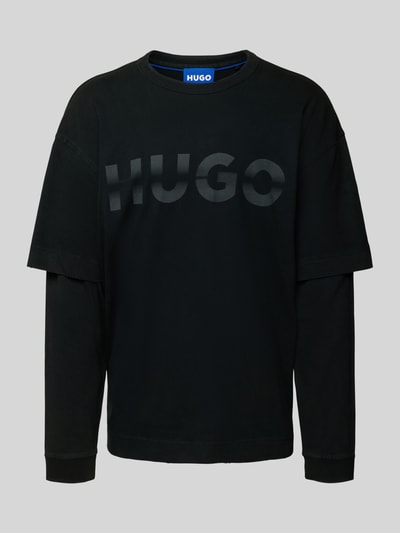 Hugo Blue Relaxed Fit Langarmshirt aus reiner Baumwolle Modell 'NENZYON' Mittelgrau 2