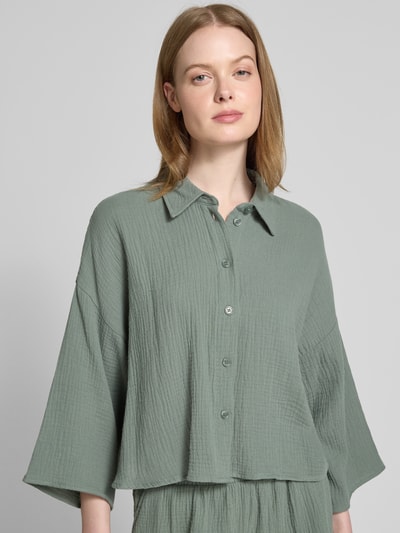 Vero Moda Loose Fit Hemdbluse aus reiner Baumwolle Modell 'NATALI' Schilf 3