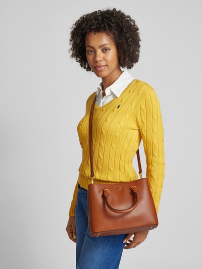 Lauren Ralph Lauren Handtas met labelapplicatie, model 'MARCY' Cognac - 1