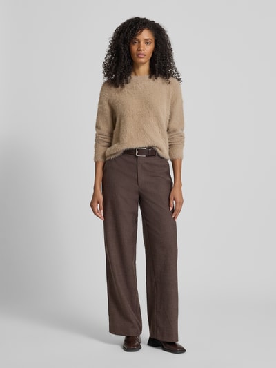 monari Sweter o kroju regular fit z imitacji dzianiny Jasnobrązowy 1