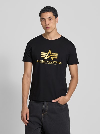 Alpha Industries T-Shirt mit Label-Print und Rundhalsausschnitt Black 4