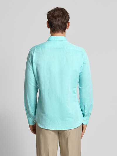 Jake*s Slim Fit Freizeithemd aus Leinen-Baumwoll-Mix Aqua 5