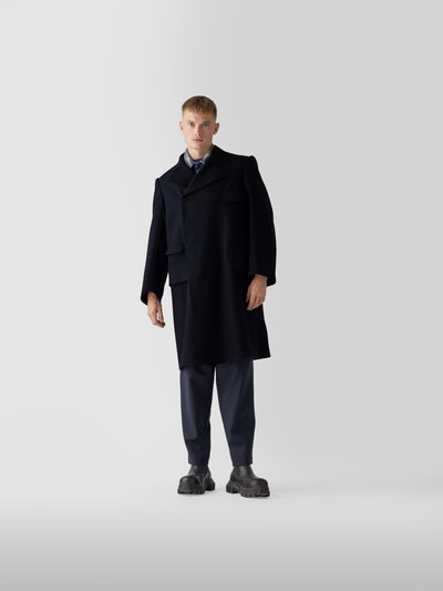 Maison Margiela Wollmantel mit Reverskragen Marineblau 4