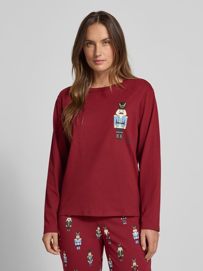 Jake*s Casual Pyjama-Oberteil mit Motiv-Print Bordeaux 4