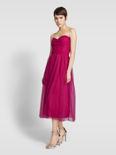 LACE & BEADS Cocktailkleid mit Raffungen Pink 1