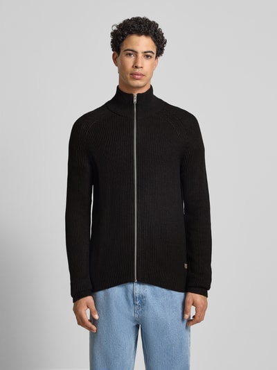 Jack & Jones Kardigan ze stójką i zamkiem błyskawicznym model ‘PANNEL’ Czarny 4