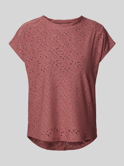 Only T-shirt met broderie anglaise, model 'SMILLA' Bordeaux - 2